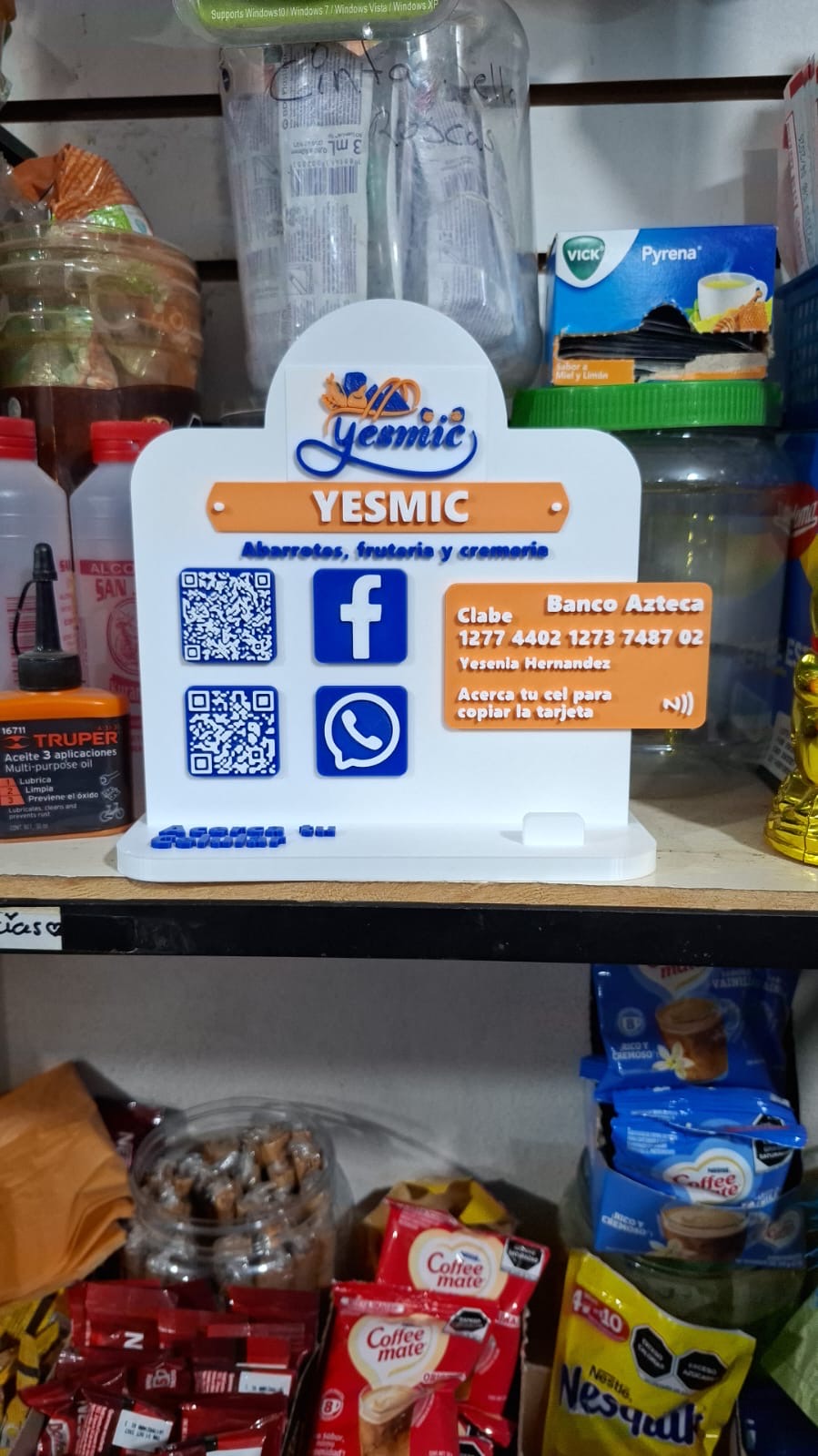 Display Inteligente para Negocios (NFC + Código QR + Datos de Pago)